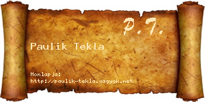 Paulik Tekla névjegykártya
